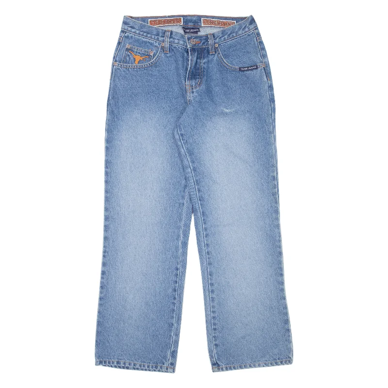 TEAM JEANS Texas Longhorns Womens Jeans Blue Relaxed Bootcut Stone Wash W27 L30 Cozy Stretch High-Waist Jeans TEAM JEANS Texas Longhorns Womens Jeans Blue Relaxed Bootcut Stone Wash W27 L30 Cozy Stretch High-Waist Jeans