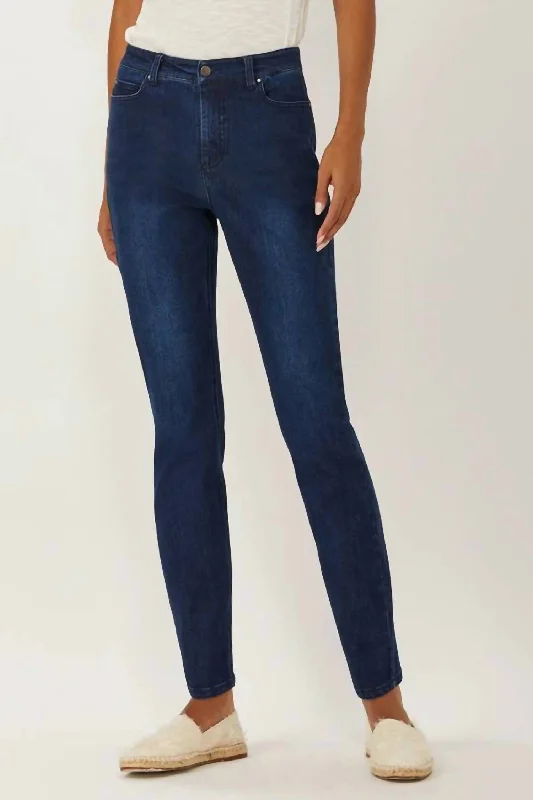The Melrose Five Pocket Slim Jean In Blue Stylish High-Rise Mom Jeans