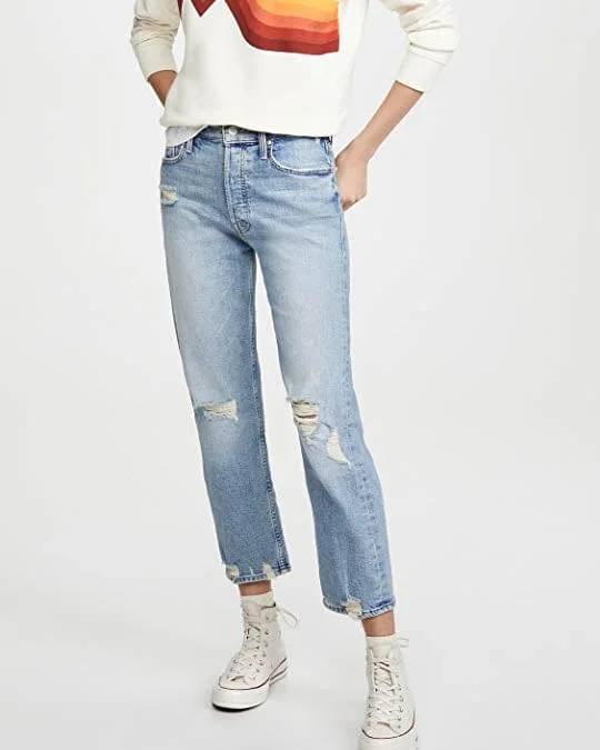 "The Tomcat" in Confession Wash Jeans Trendy Patchwork Denim Jeans