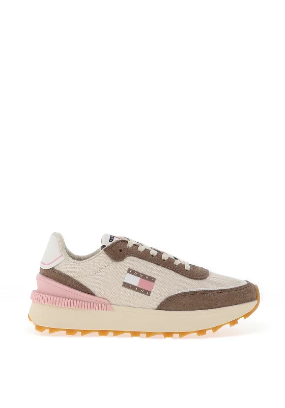 Tommy Jeans Textured Essential Trainer, Dusky Taupe Cozy Stretch High-Waist Jeans