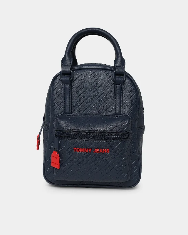 Tommy Jeans Women's PU Embossed Backpack Twilight Navy Stylish High-Waist Jeans