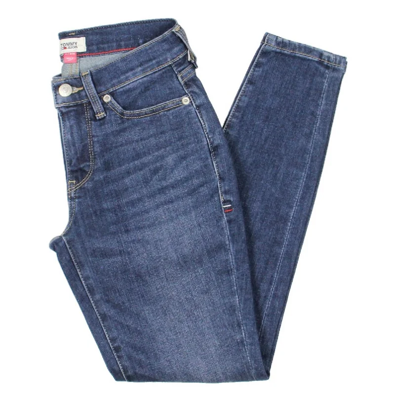 Tommy Jeans Womens Curvy Ankle Skinny Jeans Stylish Paperbag Waist Denim