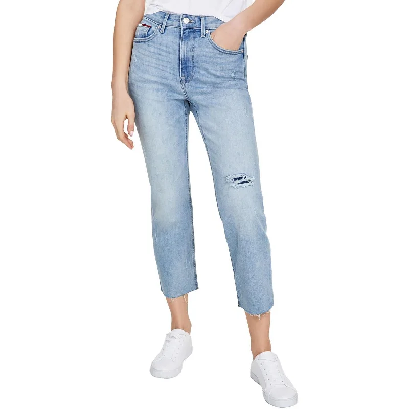Tommy Jeans Womens Destroyed Denim Straight Leg Jeans Comfortable Jogger Style Jeans Tommy Jeans Womens Destroyed Denim Straight Leg Jeans Comfortable Jogger Style Jeans