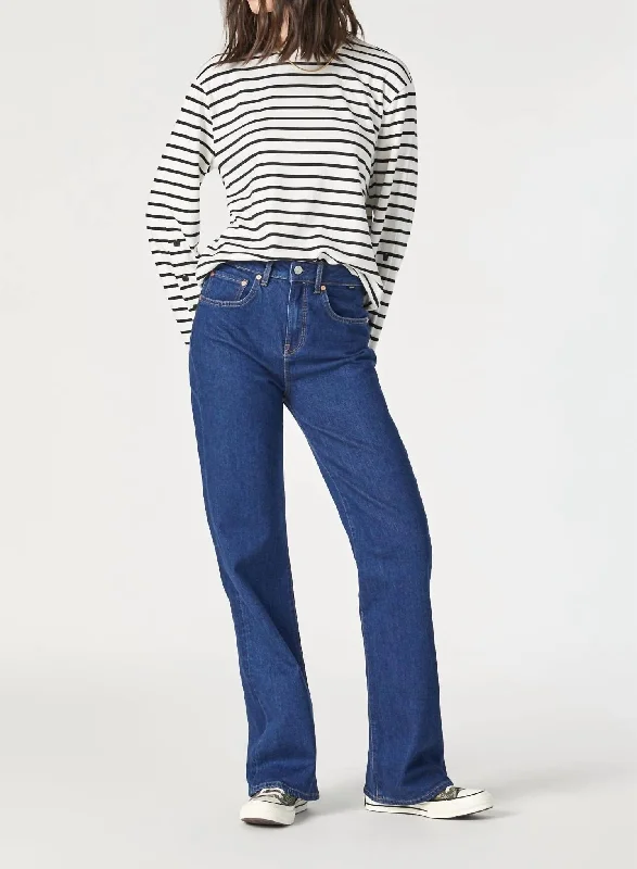 Victoria Jean In Solid Deep Recycled Blue Cozy Relaxed Fit Denim Jeans