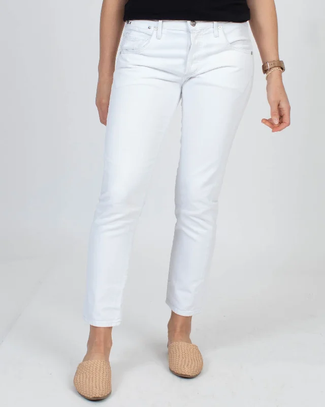 White "Emerson Slim Boyfriend" Jeans Trendy Acid Wash Skinny Jeans