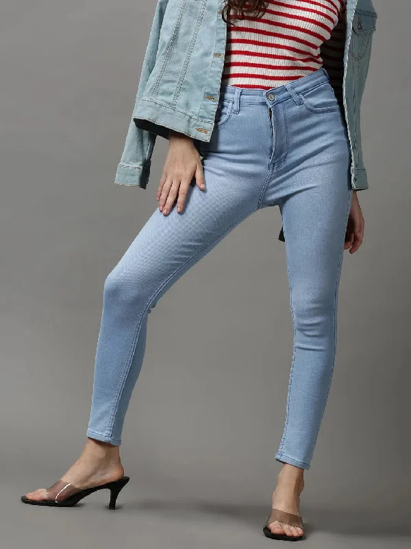 Women's Blue Solid Skinny Fit Denim Jeans-GZ-5349-Blue Fashionable Straight Fit Denim Women's Blue Solid Skinny Fit Denim Jeans-GZ-5349-Blue Fashionable Straight Fit Denim
