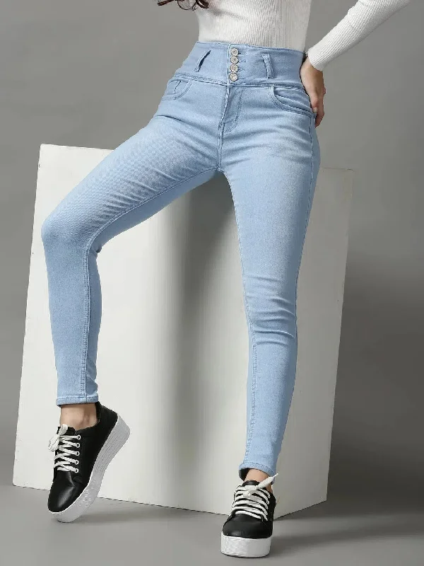 Women's Blue Solid Skinny Fit Denim Jeans-GZ-5352-Blue Comfortable Jogger Style Jeans Women's Blue Solid Skinny Fit Denim Jeans-GZ-5352-Blue Comfortable Jogger Style Jeans