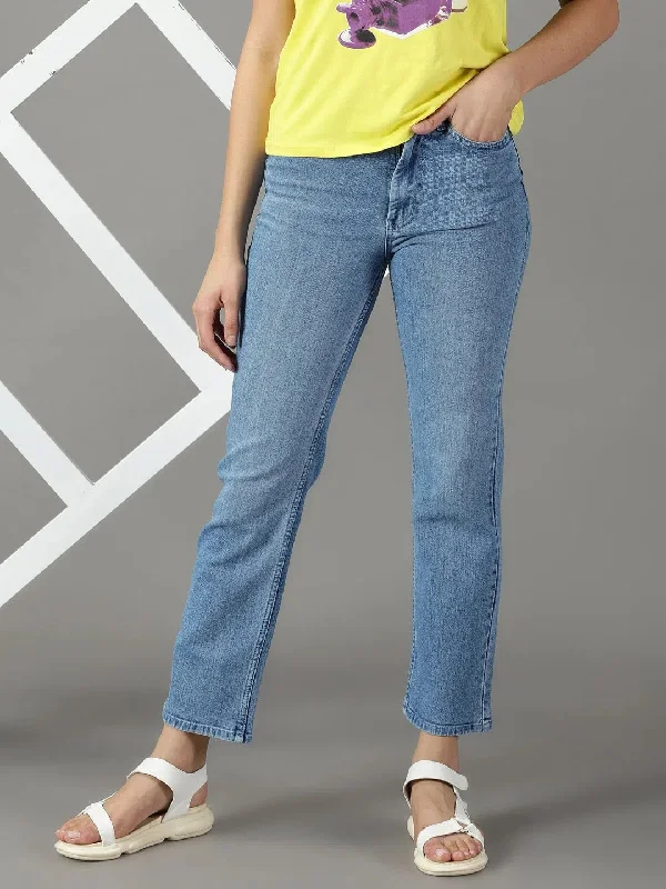 Women's Blue Solid Straight Fit Denim Jeans-GZ-5461-1-Blue Stylish Stone-Wash Denim Jeans Women's Blue Solid Straight Fit Denim Jeans-GZ-5461-1-Blue Stylish Stone-Wash Denim Jeans