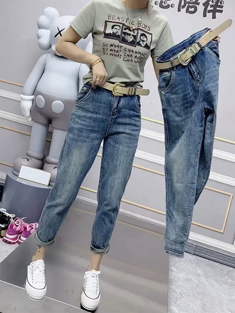 Y2k Large Size Tencel Straight Leg Jeans Female Summer Thin Comfortable Ankle Jeans