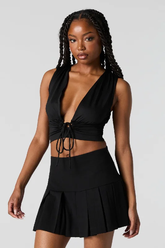 Pleated Mini Skort silk skirt elegant