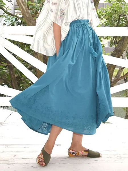 Indian Cotton Punched Lace Skirt pleated skirt texture