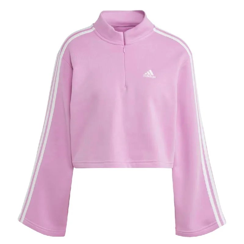 adidas - Women's Essentials 3-Stripes Fleece 1/4 Zip Sweatshirt (IK0458) Hoodie with Ribbed Hem Stretchable Secure adidas - Women's Essentials 3-Stripes Fleece 1/4 Zip Sweatshirt (IK0458) Hoodie with Ribbed Hem Stretchable Secure