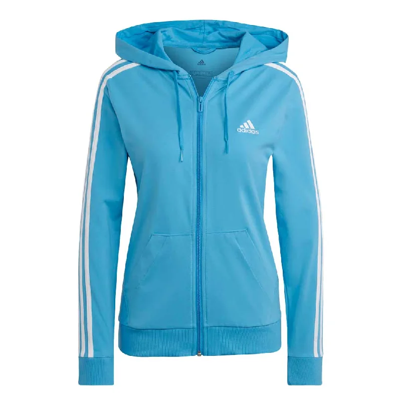 adidas - Women's Essentials 3-Stripes Full-Zip Hoodie (HL2057) Hoodie with Drawcord Adjustable Secure