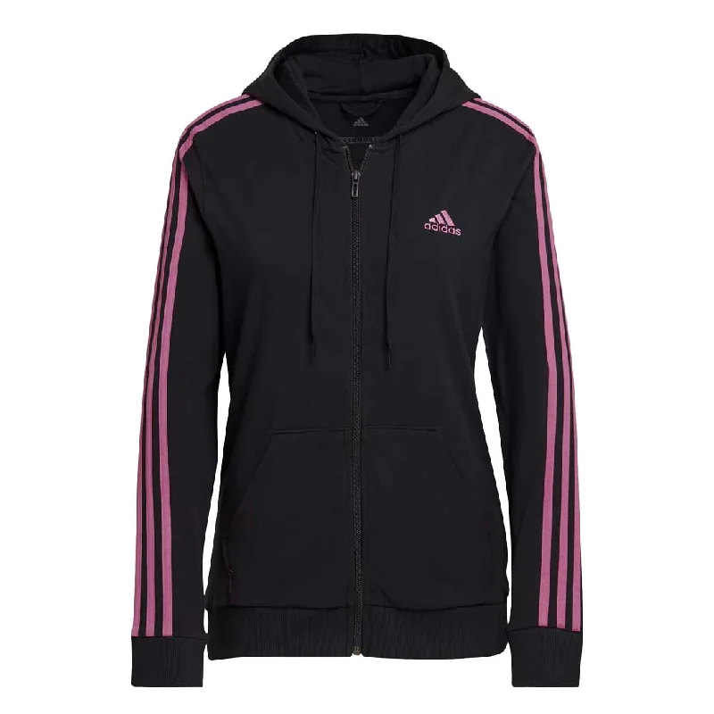 adidas - Women's Essentials 3-Stripes Full-Zip Hoodie (HL2058) Hoodie with Slit Hem Functional Movement adidas - Women's Essentials 3-Stripes Full-Zip Hoodie (HL2058) Hoodie with Slit Hem Functional Movement
