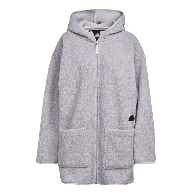 adidas - Women's Polar Fleece Long Hooded Track Top (HM2840) Hoodie with Tied Waist Feminine Flattering adidas - Women's Polar Fleece Long Hooded Track Top (HM2840) Hoodie with Tied Waist Feminine Flattering