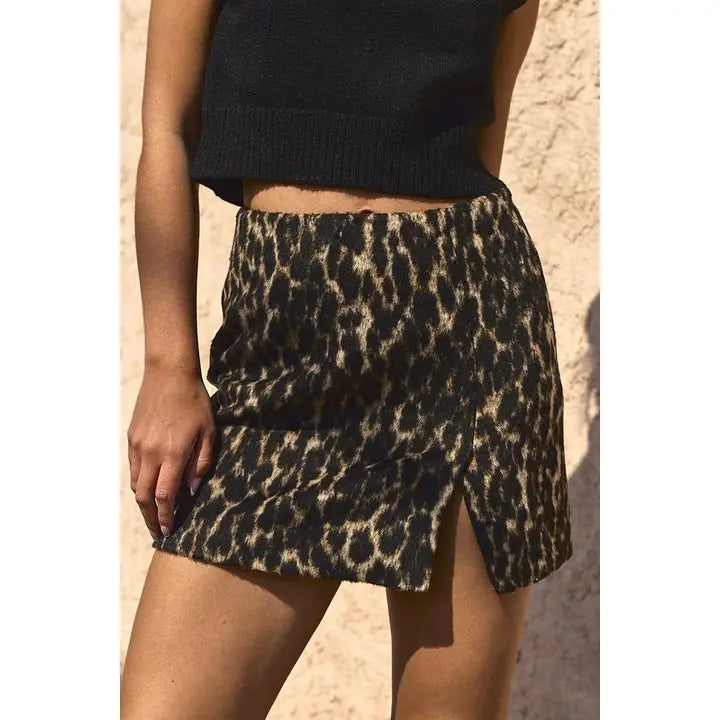 Allison Leopard Mini Skirt chiffon skirt lightweight