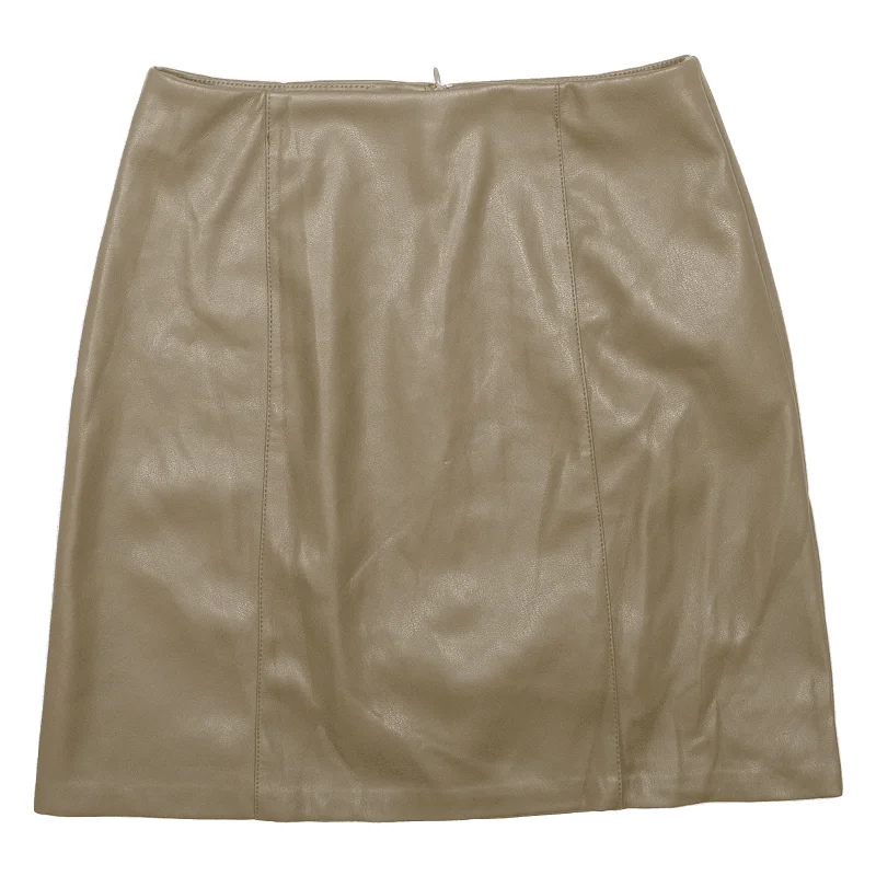 AMISU Faux Leather Womens Straight Skirt Green Short UK 8 denim skirt classic