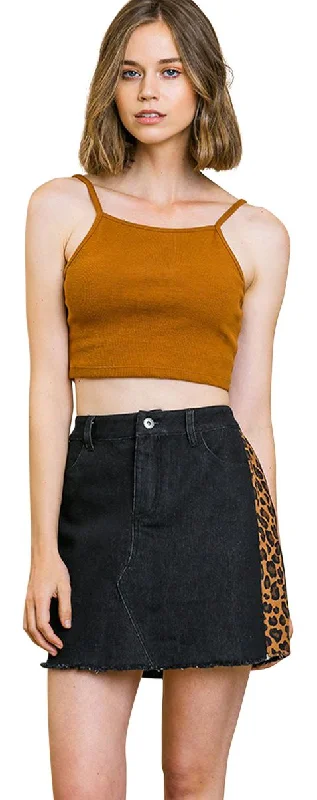 Animal Print Side Panel Stretch Mini Skirt high slit skirt