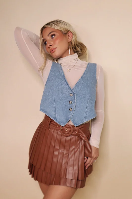 Autumn Leather Mini Skirt ribbed skirt waist