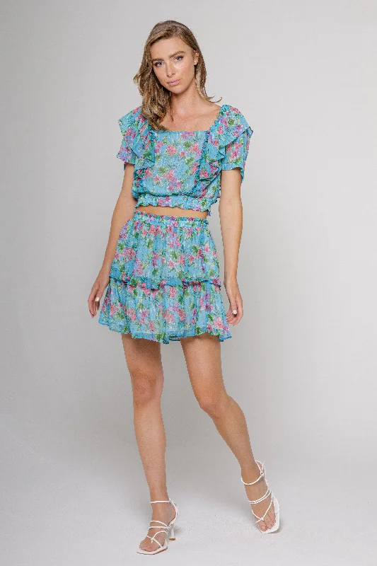 Print Tired Mini Skirt silk skirt sleek