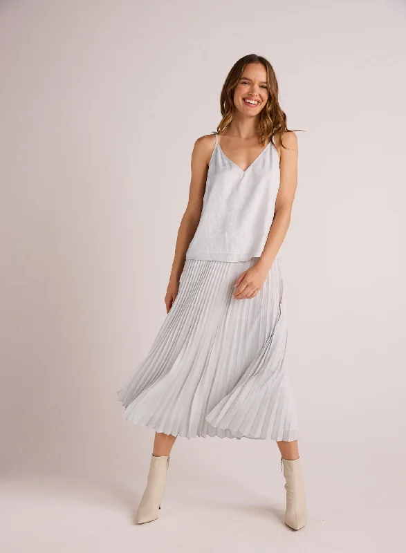 Hand Pleated Midi Skirt - Metallic Opal silk skirt lustrous