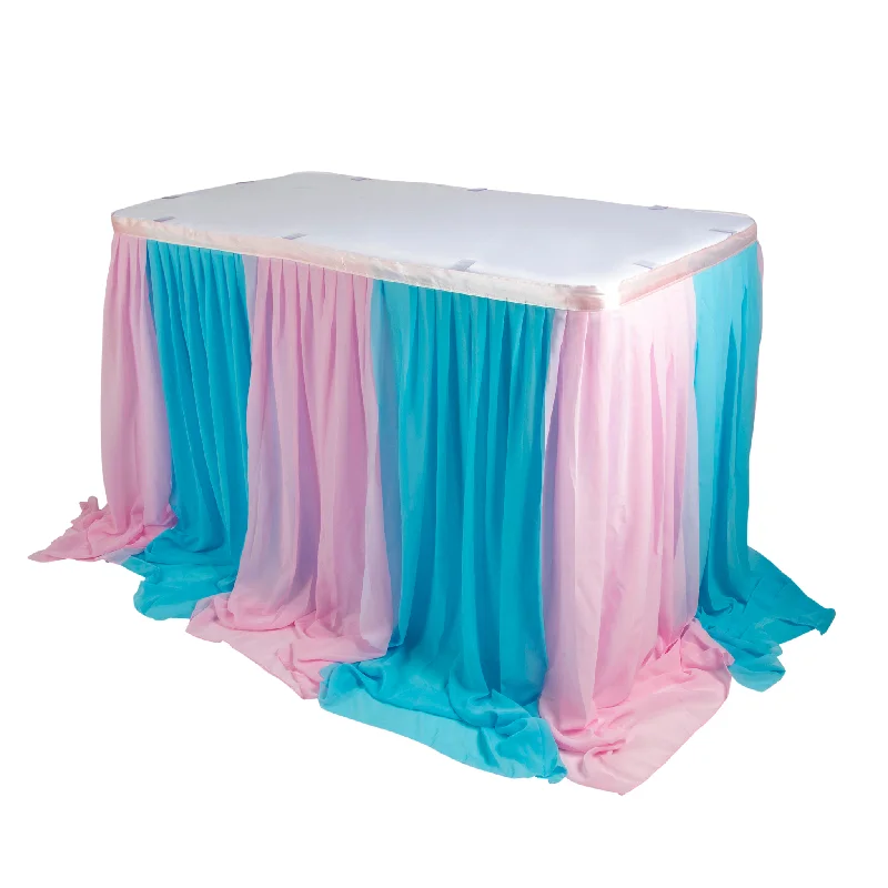 Baby Gender Reveal 14ft Chiffon Table Skirt - Blue Pink summer skirt style