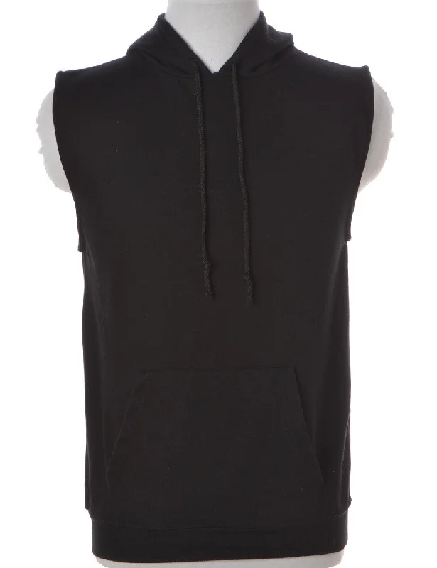 Label Morgan Sleeveless Hoodie Hoodie with Hem Applique Textured Unique