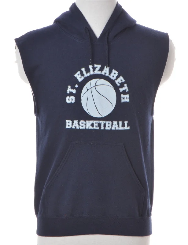 Label Morgan Sleeveless Hoodie Zip Hoodie Drawstring Kangaroo Pocket