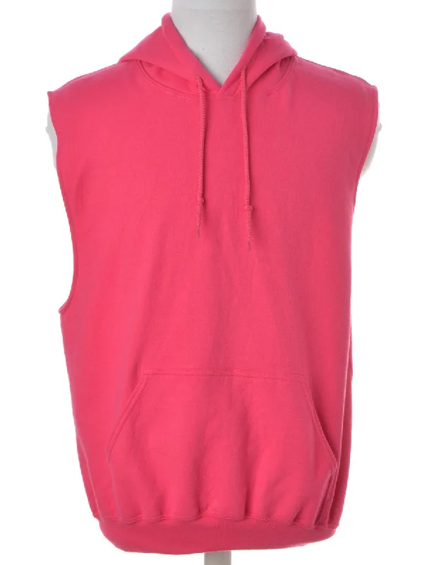 Label Morgan Sleeveless Hoodie Hoodie with Button Placket Classic Preppy