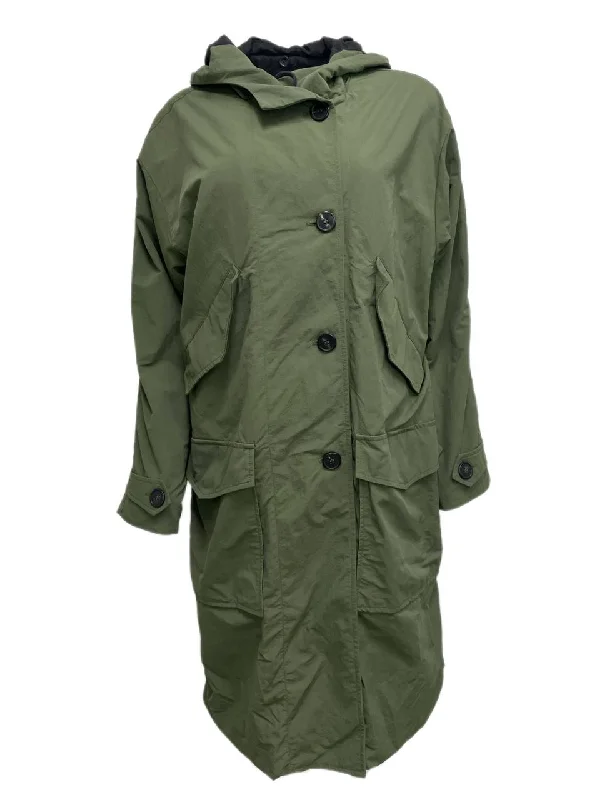 BLK DNM Women's Dark Military Green Hoodied Parka 1 Size S NWT Graphic Hoodie Design Print BLK DNM Women's Dark Military Green Hoodied Parka 1 Size S NWT Graphic Hoodie Design Print