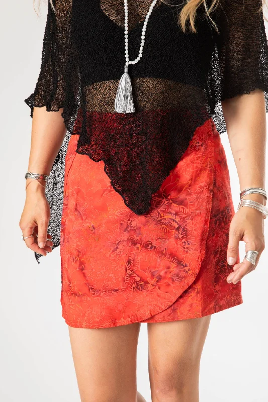 Breezy Batik Wrap Mini Skirt high slit skirt