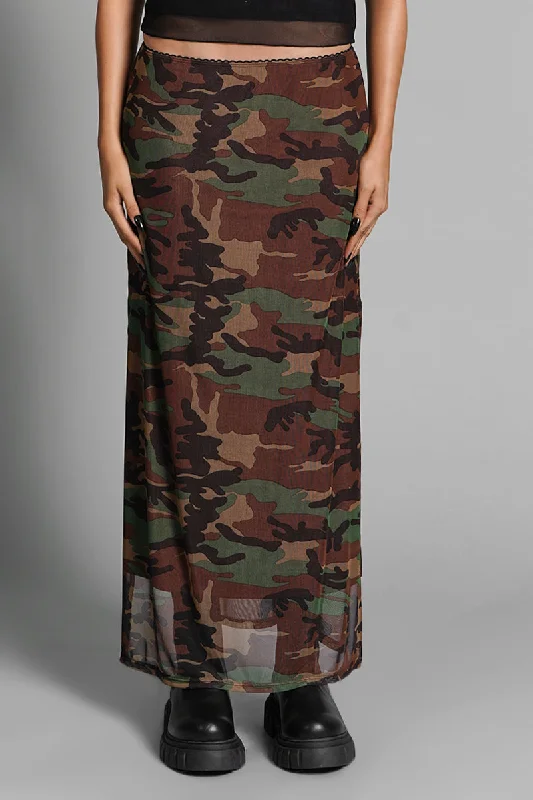 Camo Veil Mesh Skirt high waist skirt