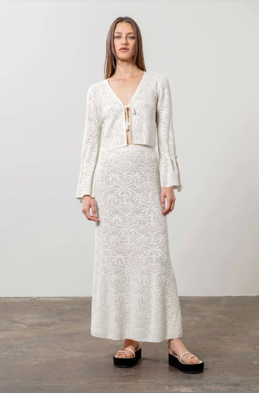 Castaway Maxi Skirt Ivory flowy skirt hem