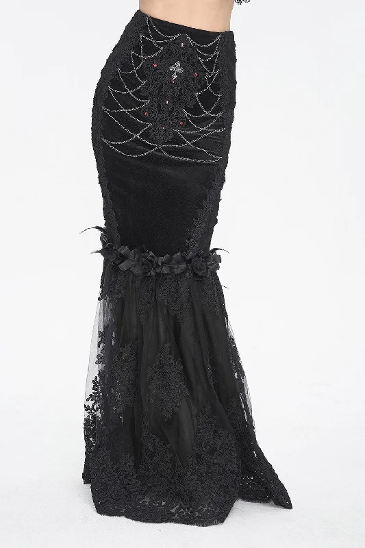Catacombs of Paris Mermaid Maxi Skirt modal blend skirt