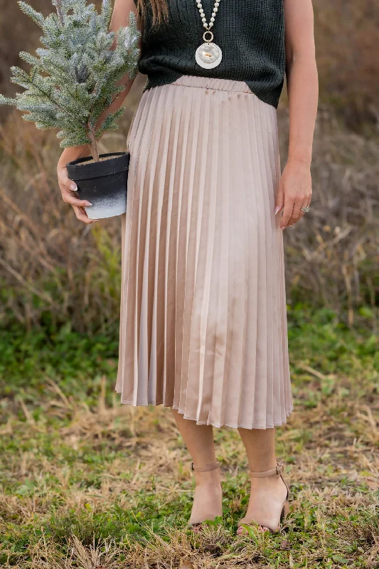 Chic Pleated Midi Skirt denim skirt stylish
