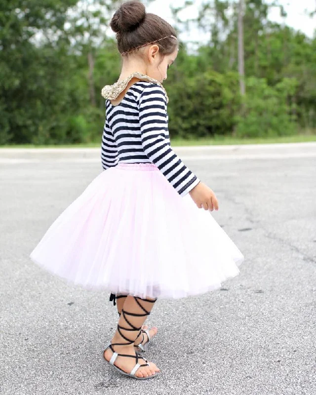 Clarisa Kids Blush Pink Puffy Tulle Skirt leather skirt modern