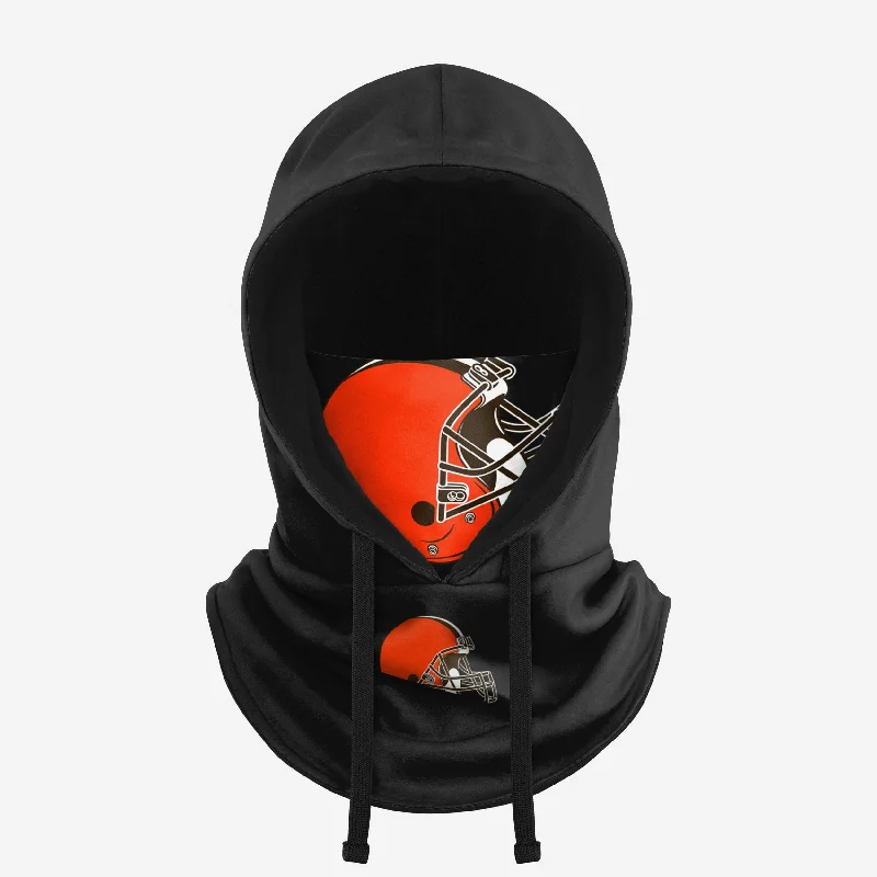 Cleveland Browns Black Drawstring Hooded Gaiter Hoodie with Monochrome Minimalist Simple Cleveland Browns Black Drawstring Hooded Gaiter Hoodie with Monochrome Minimalist Simple