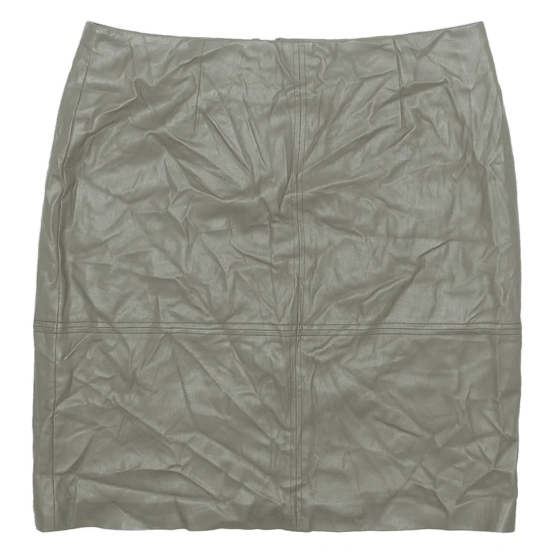 COMMA' Faux Leather Womens Straight Skirt Green Short UK 10 high waist skirt