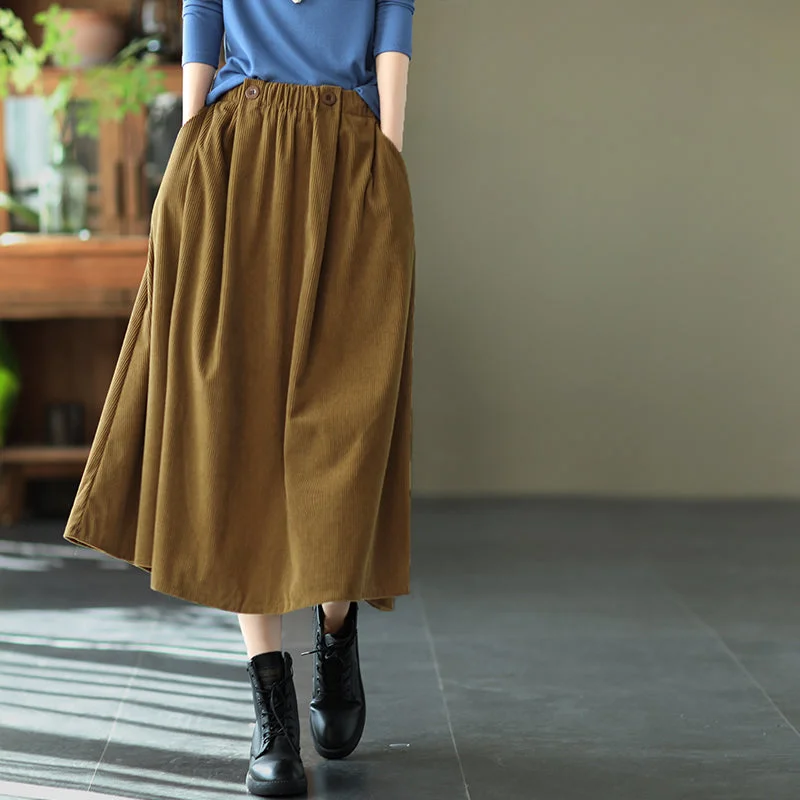 Vintage Cotton Skirt, Loose Skirt with Pocket, Casual Black Skrit, lace skirt elegant