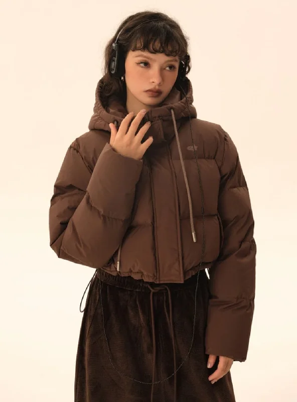 Cotton Cropped Hoodie Jacket Hooded Sweatshirt Casual Wear Street Style