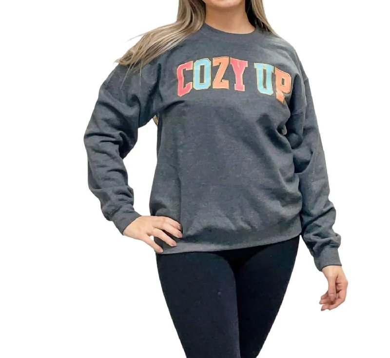 Cozy Up Sweatshirt In Black Hoodie with Side Slits Relaxed Casual