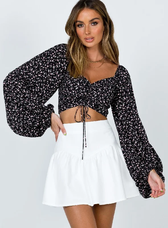 Delphie Mini Skirt White wrap skirt elegant