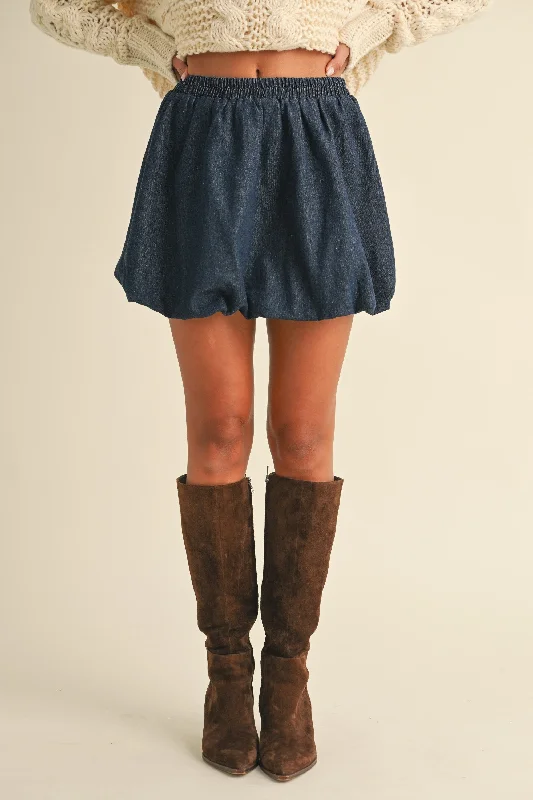 Denim Balloon Bubble Mini Skirt midi skirt versatile