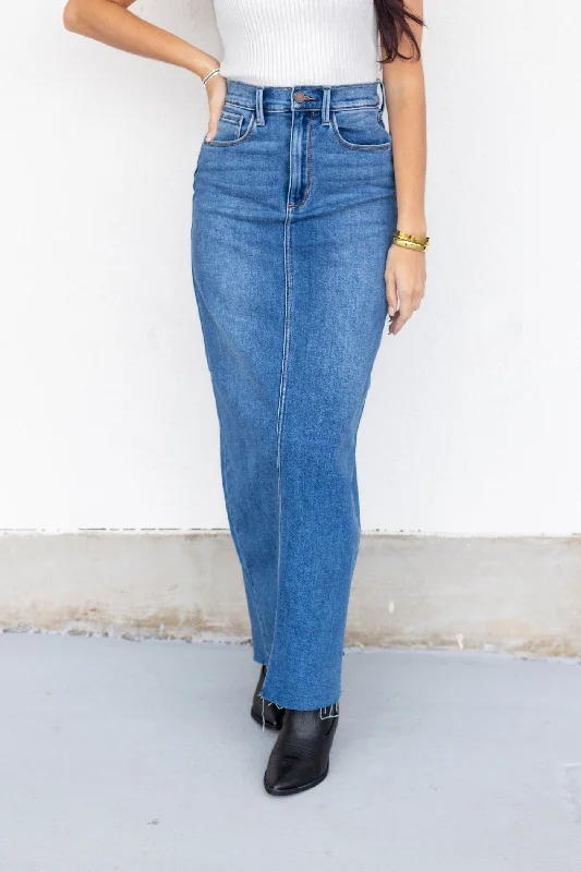 LUNA DENIM SKIRT pleated skirt texture