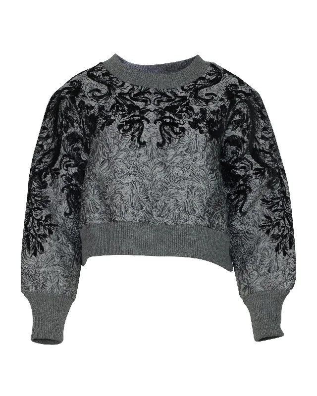Dolce & Gabbana Embroidered Crew Neck Sweatshirt in Grey Polyester Hoodie Jacket Zipper Layering Dolce & Gabbana Embroidered Crew Neck Sweatshirt in Grey Polyester Hoodie Jacket Zipper Layering