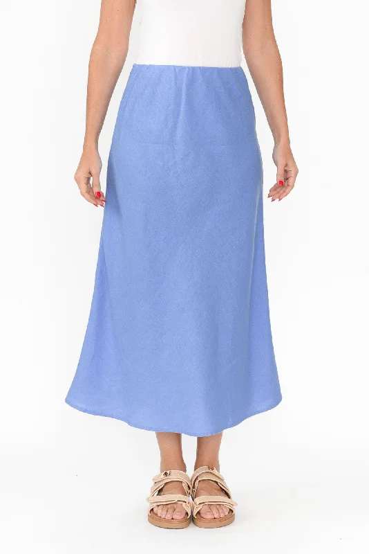 Eleni Blue Linen Blend Skirt summer skirt style