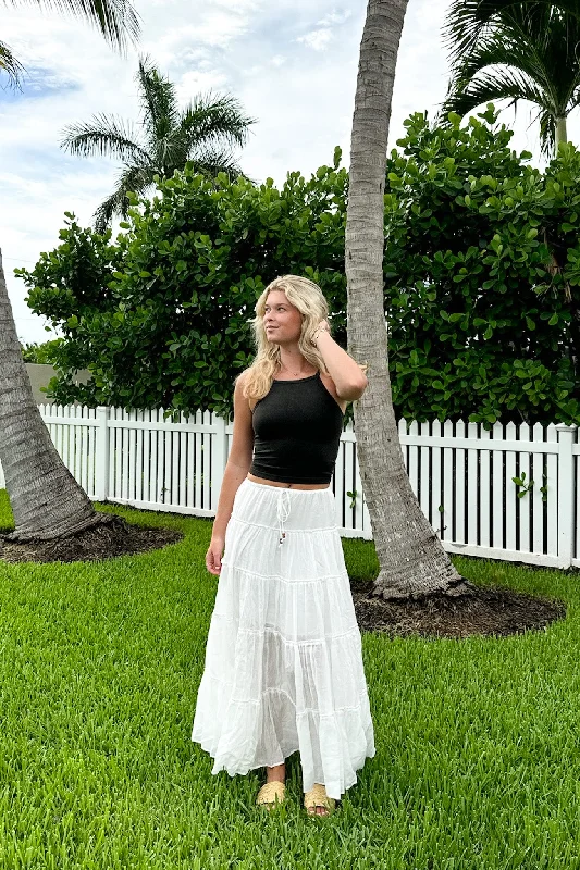 Endlessly Darling Drawstring Tiered Maxi Skirt - FINAL SALE maxi skirt elegant