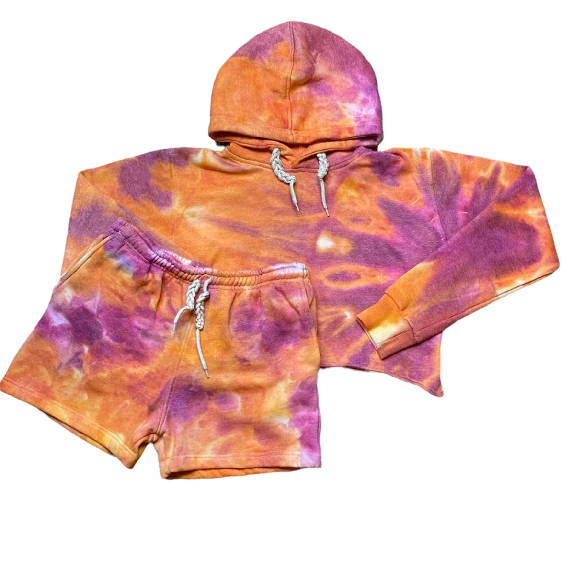 Florida Sunset Cropped Hoodie Set Hoodie with Elastic Waist Stretchable Comfortable