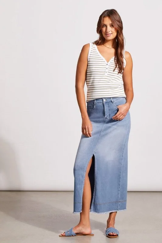 FULL-LENGTH DENIM SKIRT WITH FRONT SLIT velvet skirt luxurious
