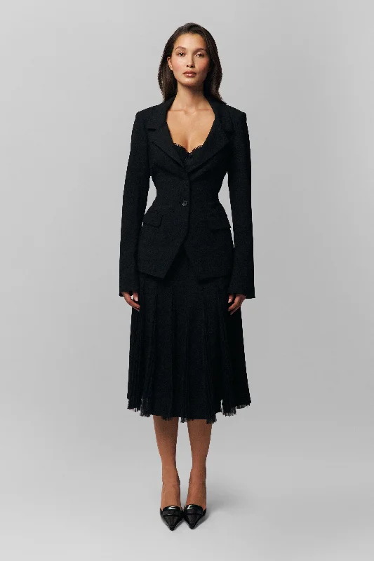 Gibson Chiffon Pleated Skirt asymmetrical skirt cut